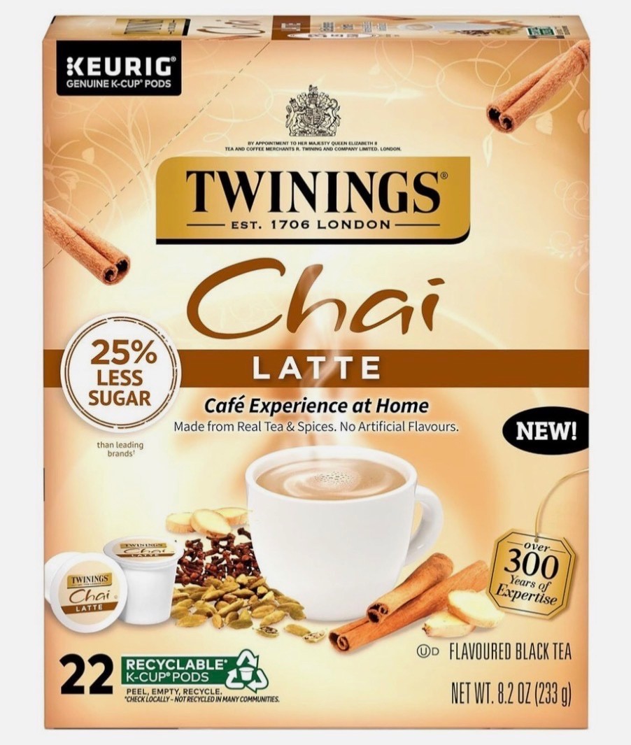 Twinings Chai Latte K-Cup Pods for Keurig, 22 Count