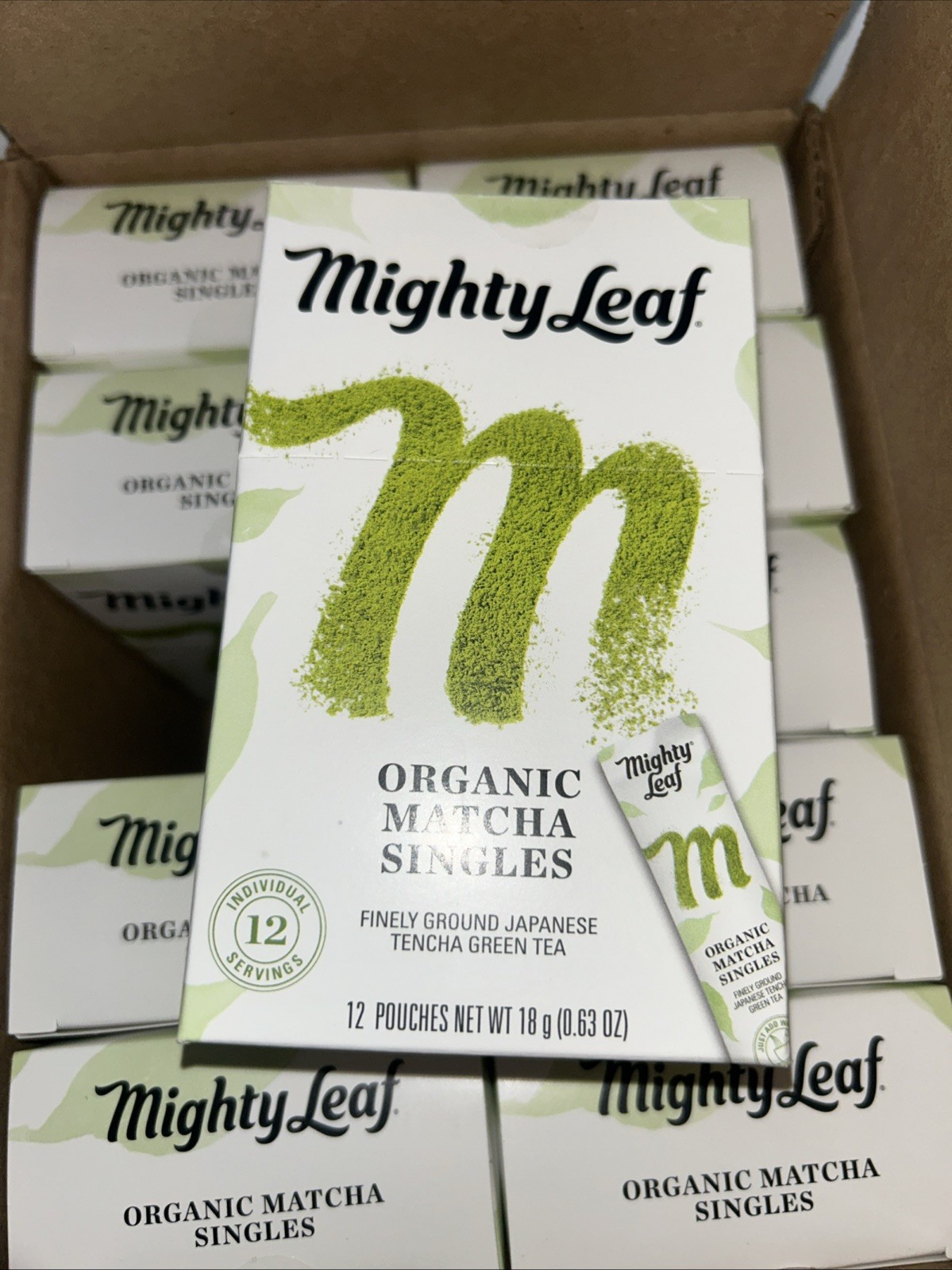 Mighty Leaf Organic Matcha Singles Finely Ground Japanese Green Tea Case of 10
