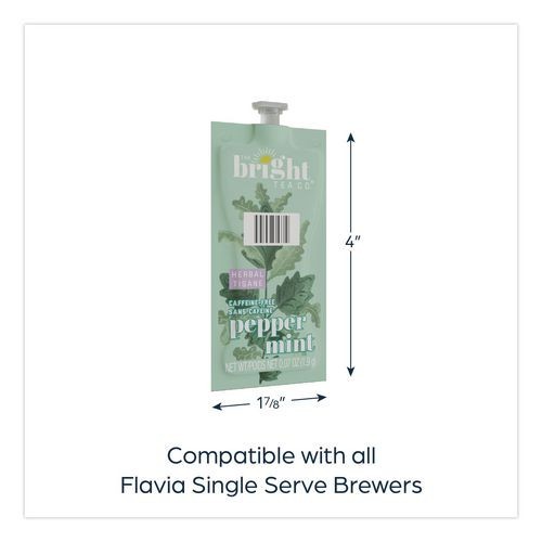 Flavia The Bright Tea Co. Peppermint Herbal Tea Freshpack, 100/Carton