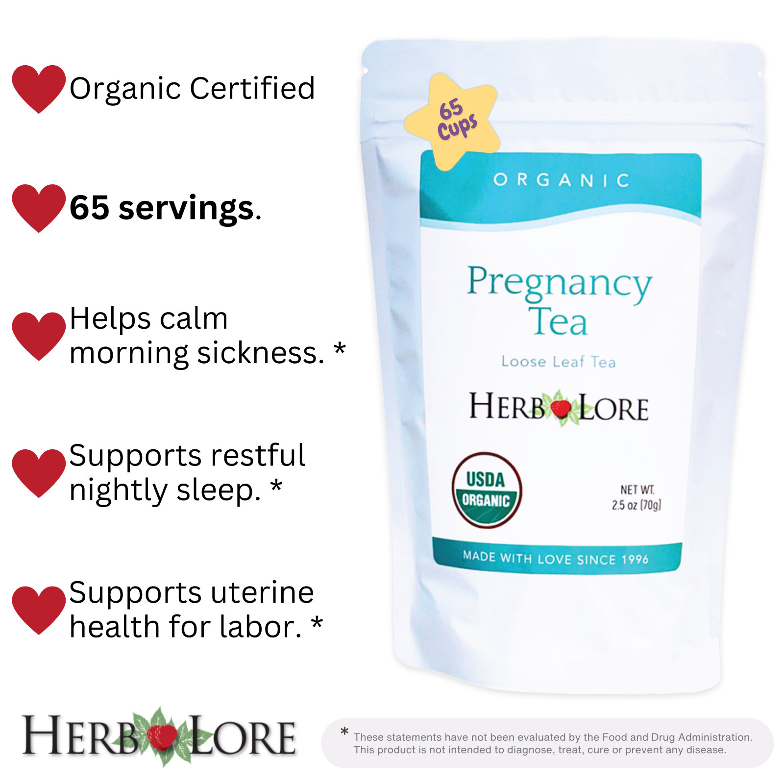 Herb Lore Pregnancy Tea – Red Raspberry Leaf Morning Sickness Trimester Support