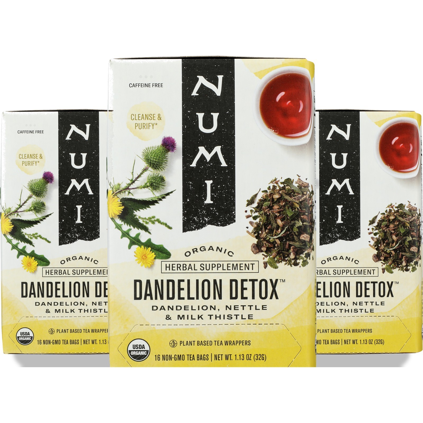 Numi Herbal Tea Dandelion Detox Organic 16 Bags Bag 3 Pack