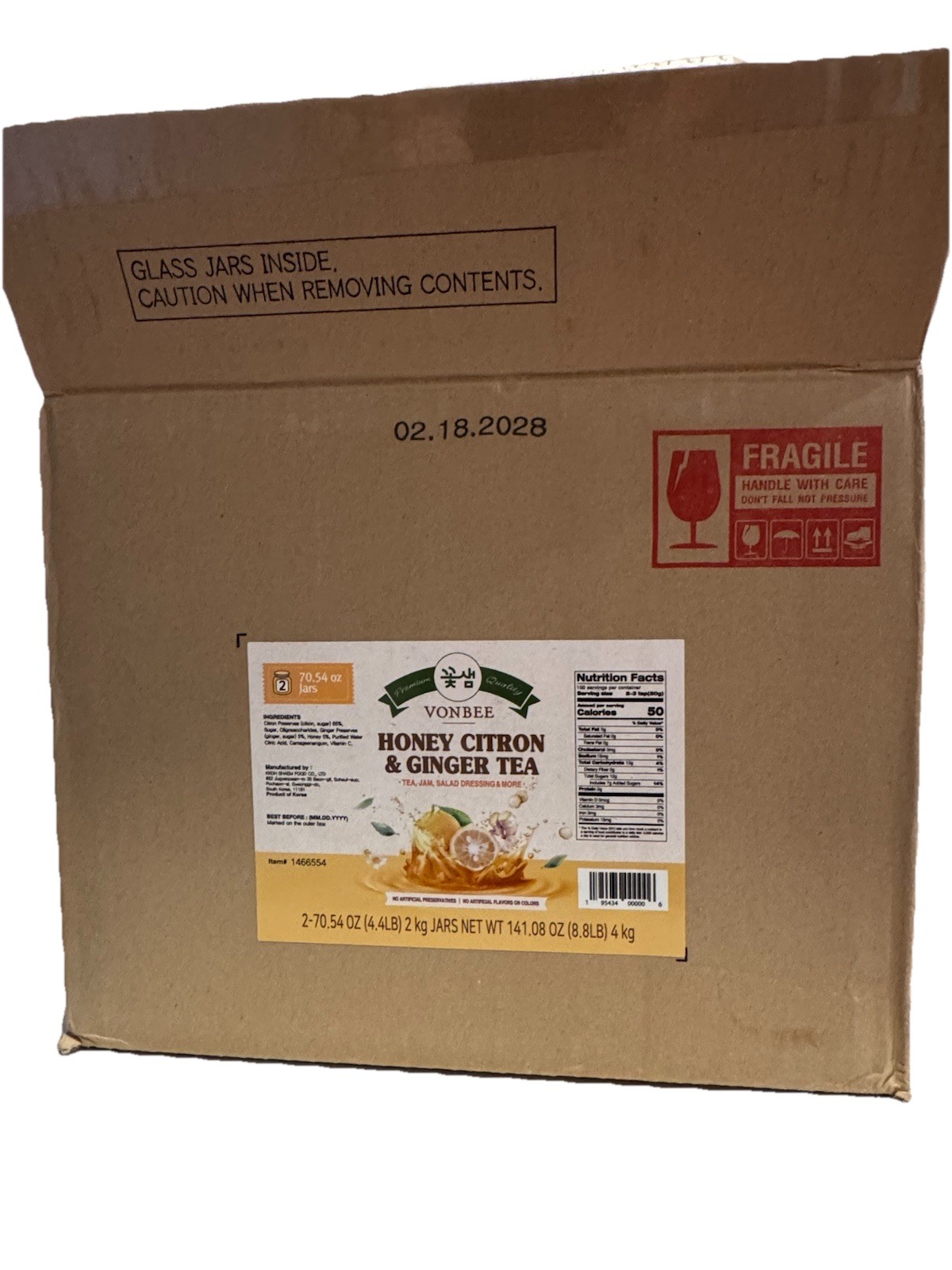 2-Pack VONBEE HONEY CITRON & GINGER TEA 4.4 Lb Each. Best Used 02/18/2028
