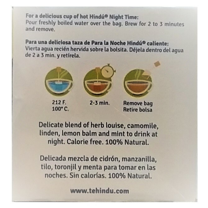 Night Time Tea Bags Chamomile-Louisa-Linden-Lemon Balm-Mint 20 Bags Box 2 Boxes
