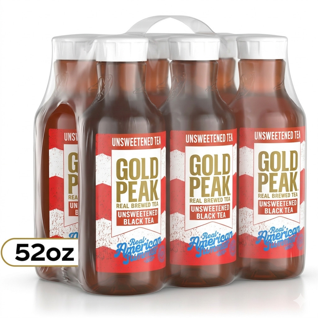 Gold Peak Unsweetened Iced Tea 52oz 6 Pack Ready to Drink Tea Bottles