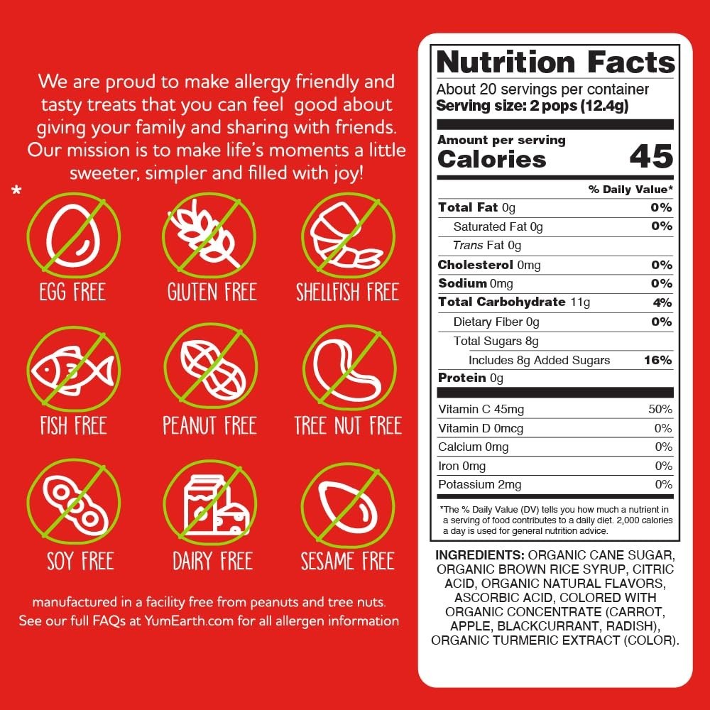 Allergy-Friendly Organic Fruit Lollipops – 40 Count, No Artificial Ingredients
