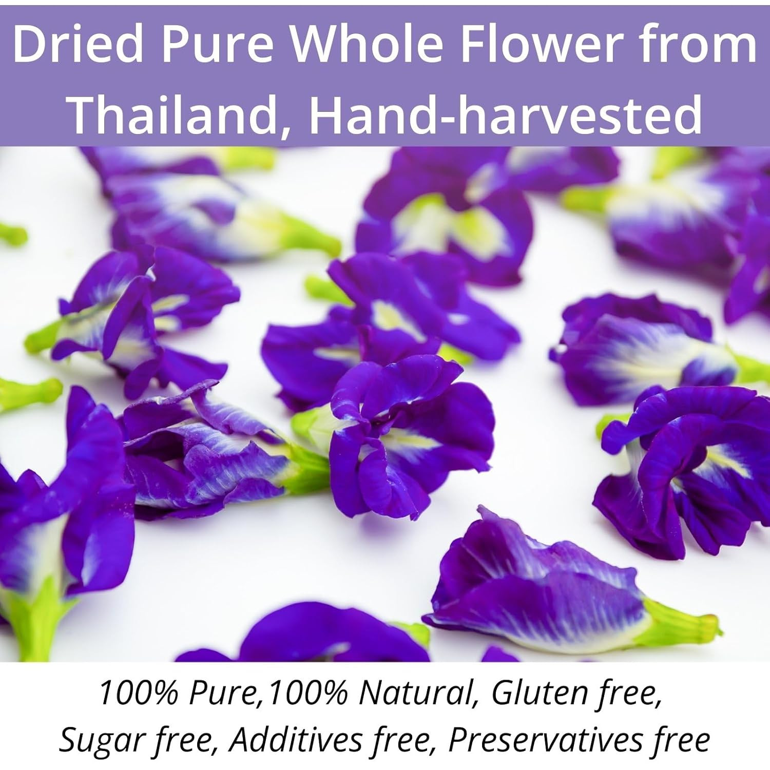 60 Dried Butterfly Pea Flower Tea Bags, VitalForest Butterfly Blue Pea Flower Te