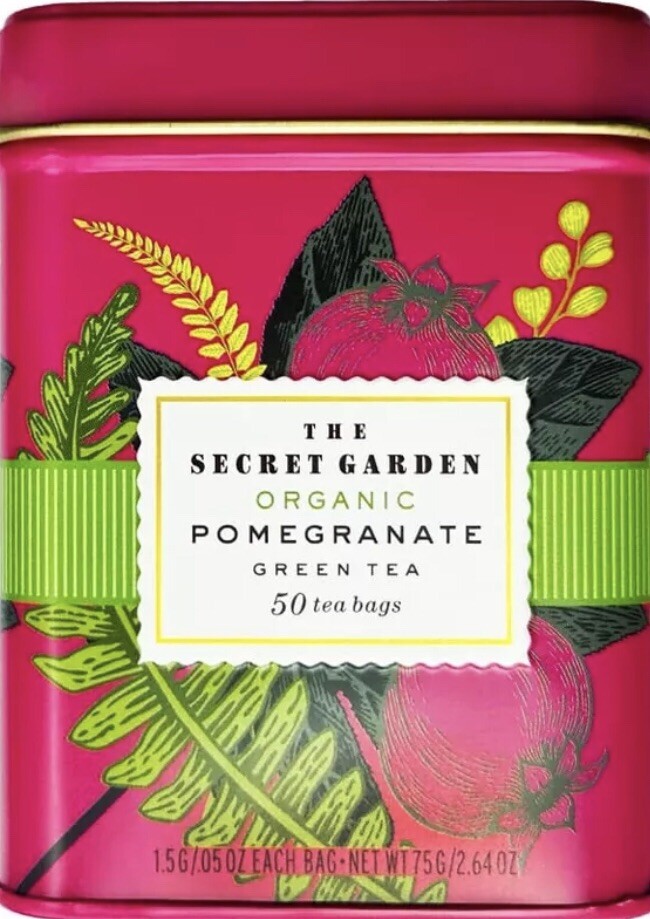 Pomegranate Green Tea, The Secret Garden Organic 50 Bags New Weight 100g NOT 75g