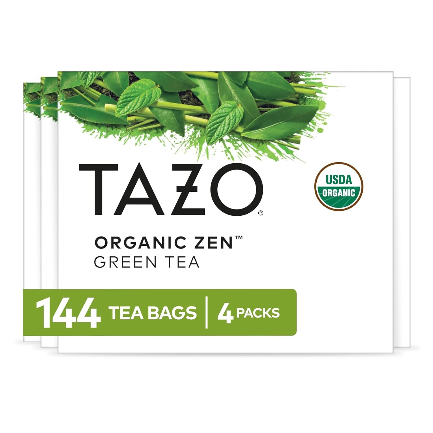 New TAZO Regenerative Organic Zen Green Tea Bags, 36 Count (Pack of 4)