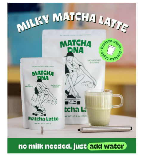 MatchaDNA Matcha Latte – Sweet Powder with Milk, No 5.3oz Bag