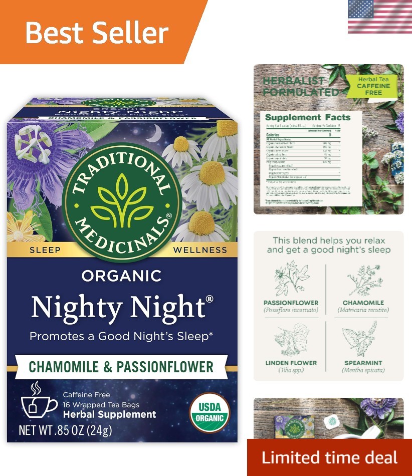 Mindfully Made Organic Nighty Night Tea – 16 Herbal Tea Bags for Restful Sleep