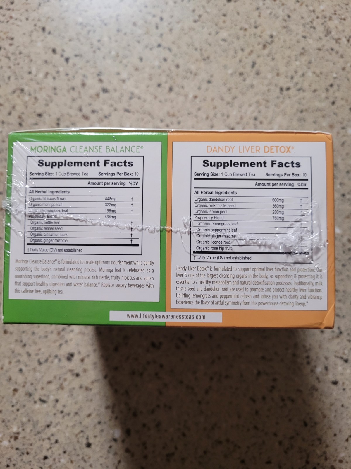 Lifestyle Awareness Detox Cleanse Kit Organic Herbal 40Ct Tea Bags Organic Vegan