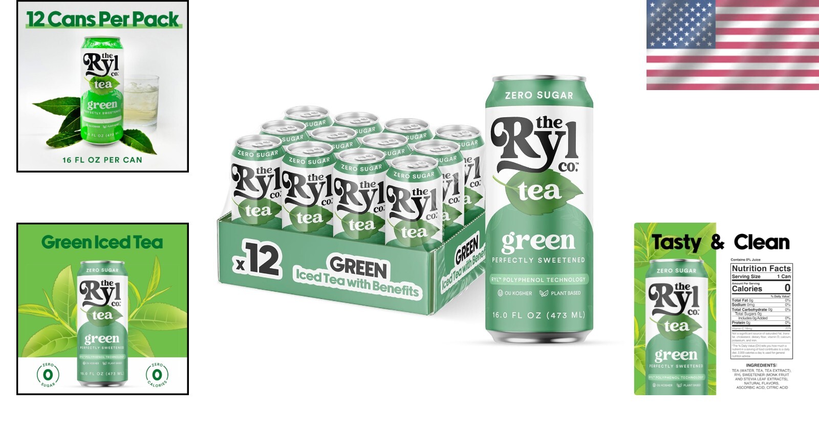 Delicious Zero Calorie Iced Tea with Antioxidants – 12-Pack of 16 oz Cans