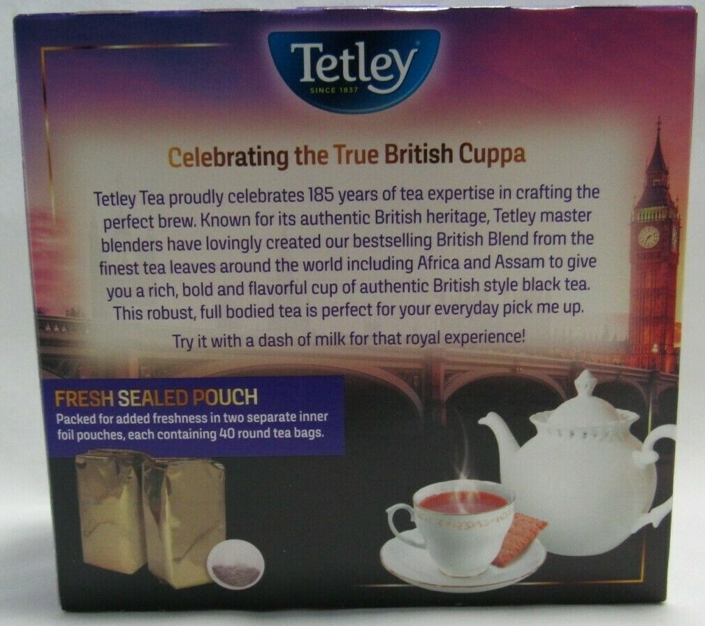 80 Tetley British Blend Premium Round Black Tea Bags “New Look”