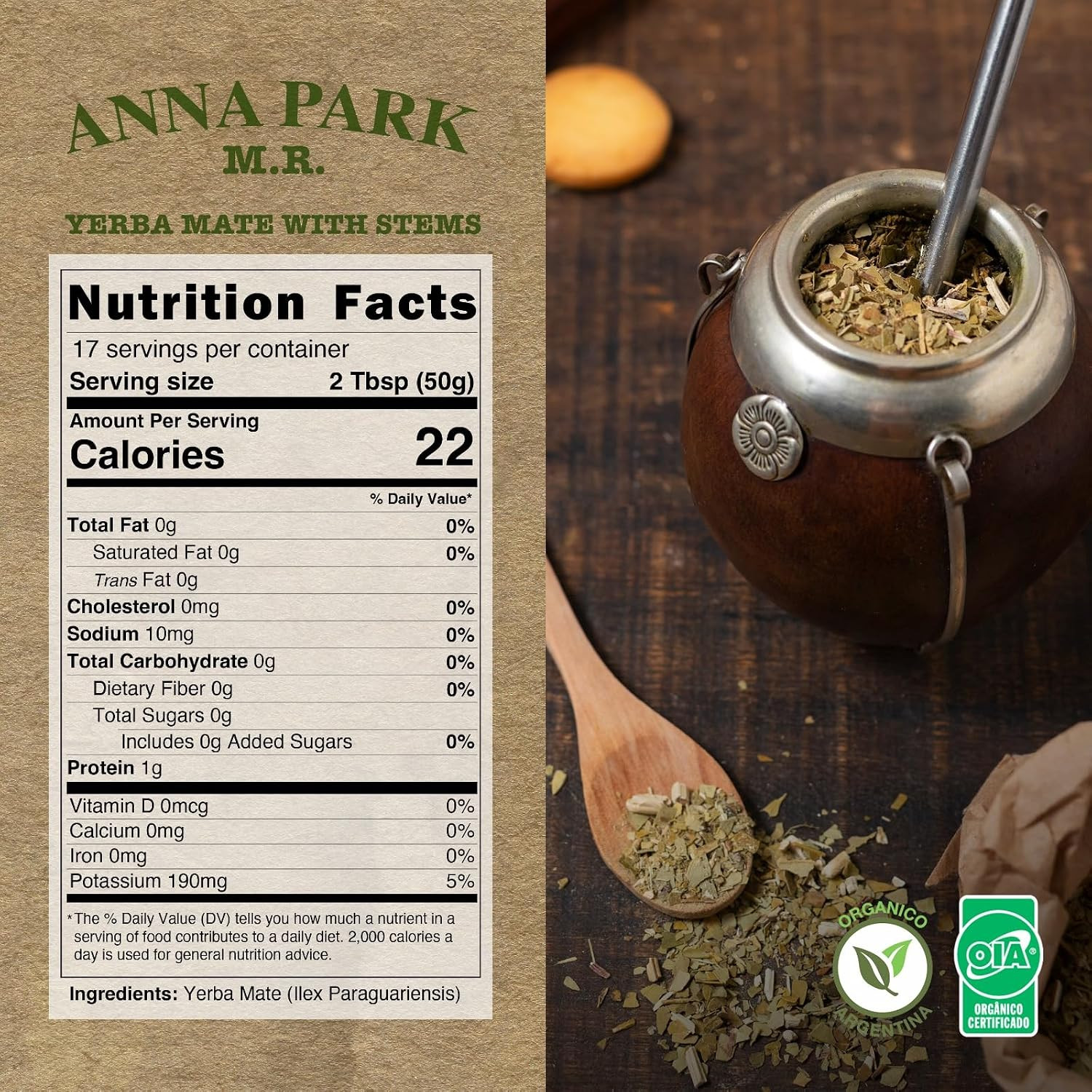 Anna Park Yerba Mate from Argentina – Organic – 1.1 LB (500Gr)