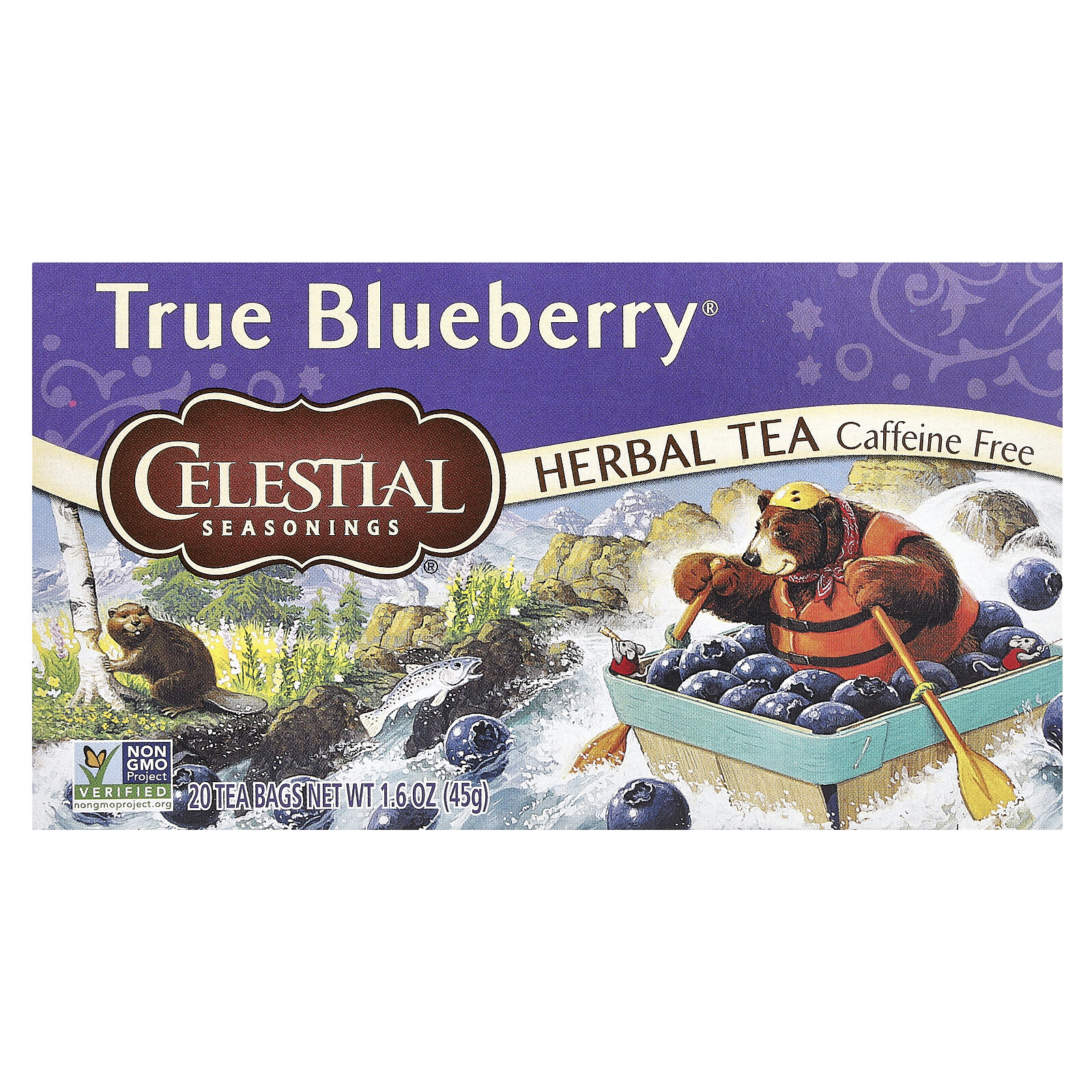 Herbal Tea, True Blueberry®, Caffeine Free, 20 Tea Bags, 1.6 oz (45 g)
