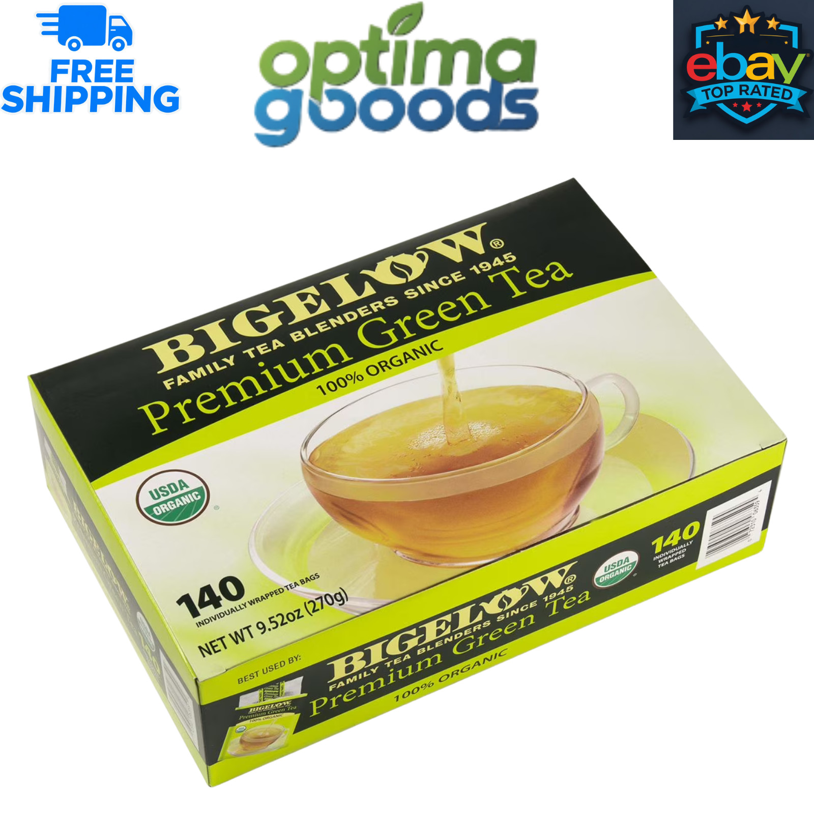 Bigelow Organic Premium Green Tea – 140 Ct | Individually Wrapped Tea Bags