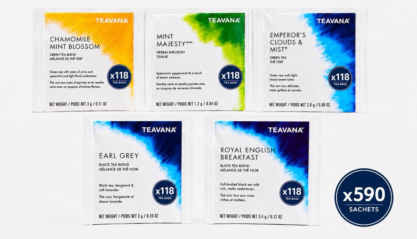 Starbucks Teavana 5 Flavor Tea Bundle 590 Sachets Total Exp 2027-2028 ⭐️