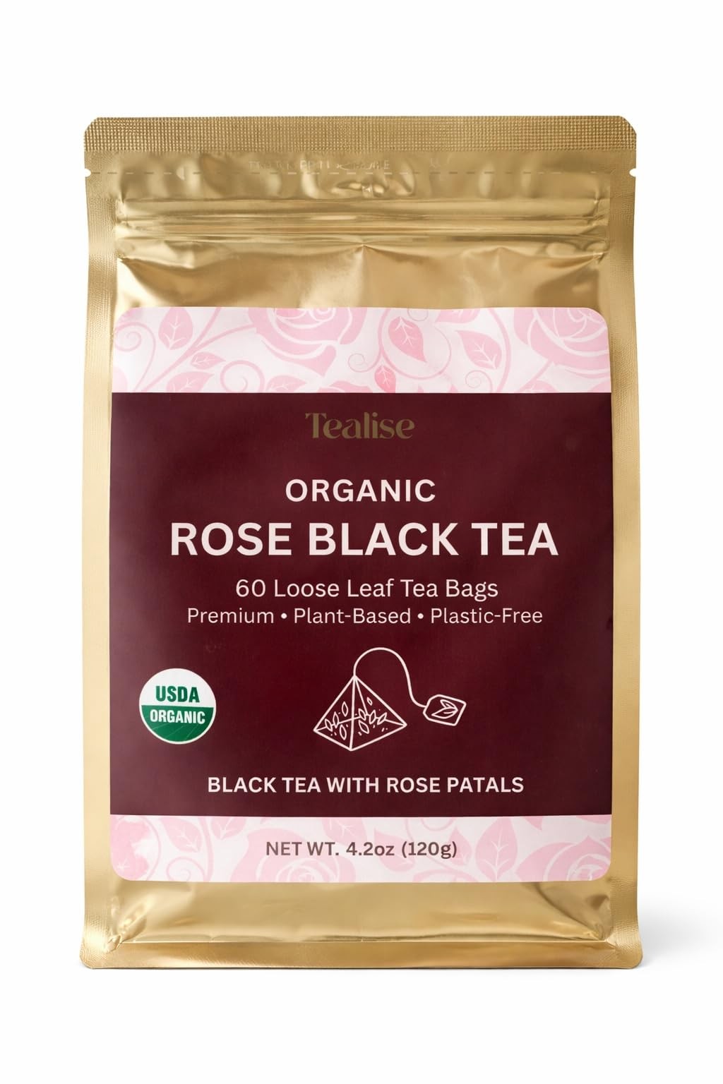 Organic Rose Black Whole Leaf Pyramid Tea Bags – Organic, Plant-Based & Plast…