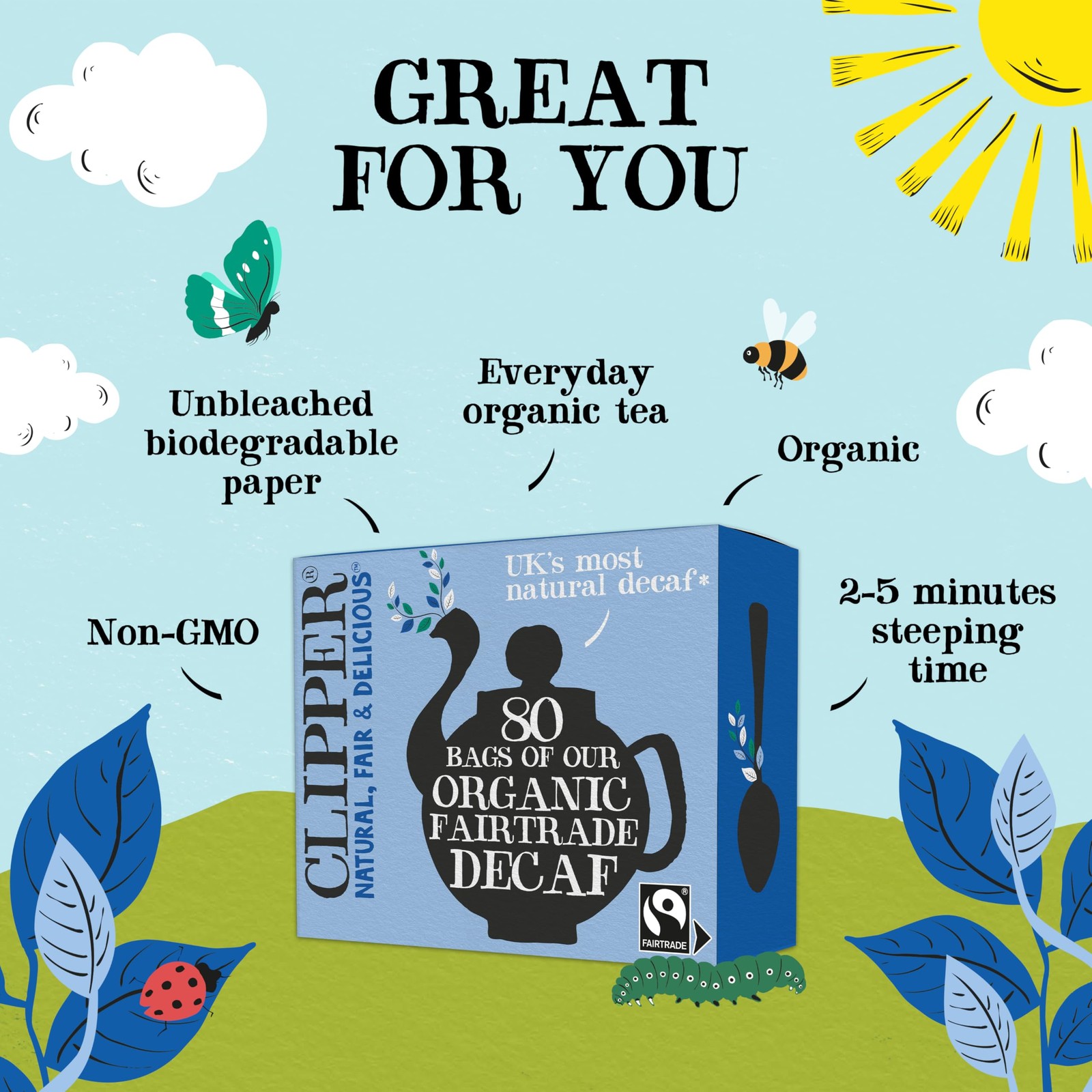 , Organic Decaf, Plant-Based, Decaffeinated Black Tea, Great Over Ice, 1 Pack…