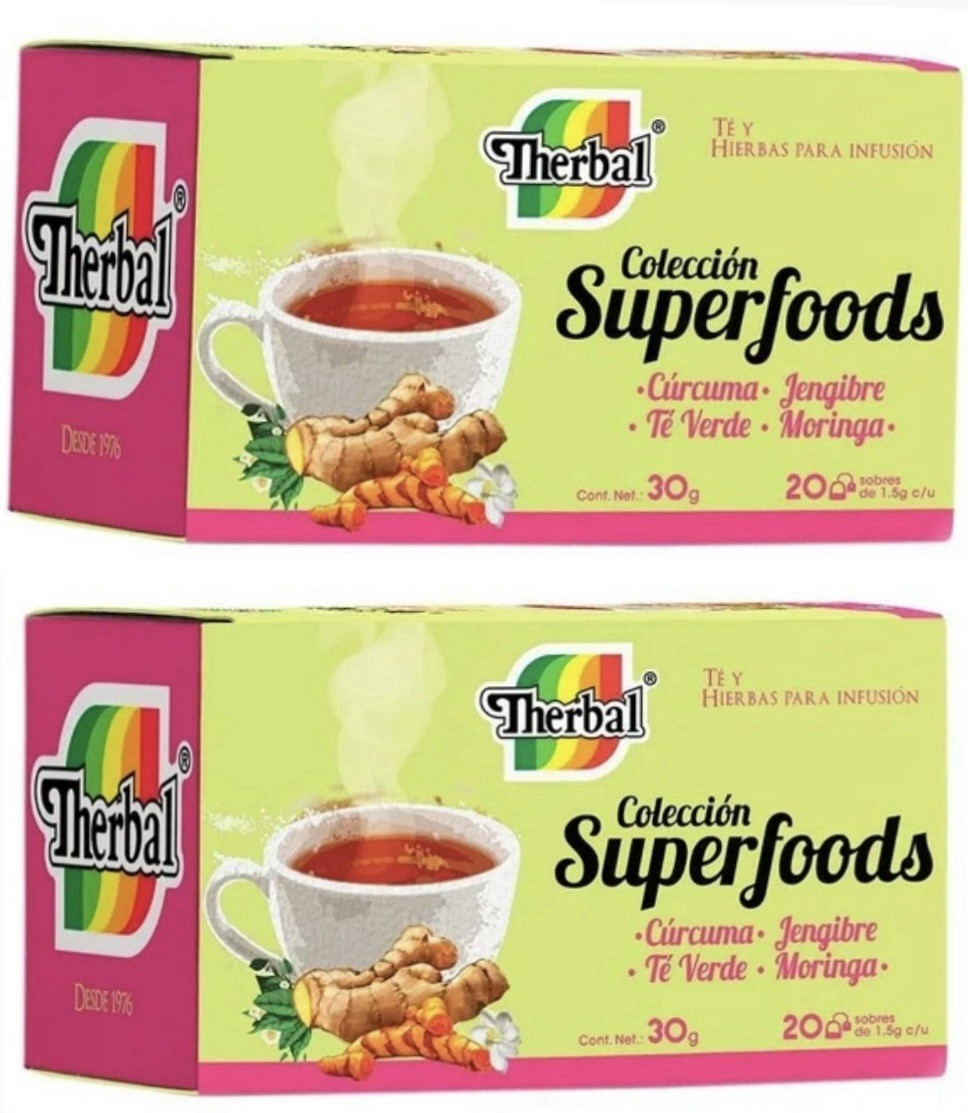 Te Superfoods Moringa Curcuma Jengibre Te Verde 40 Tea Bags Natural Therbal