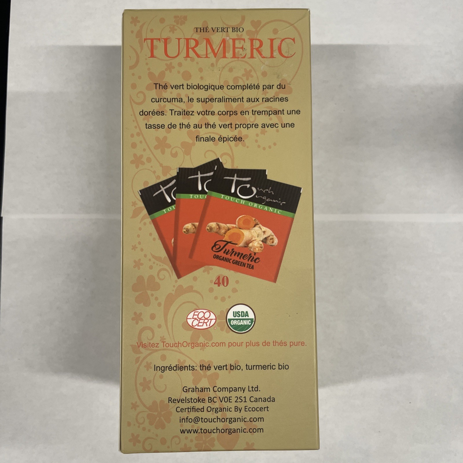 Touch Organic TURMERIC TOUCH GREEN Tea , 40 Bags, 2.5 oz