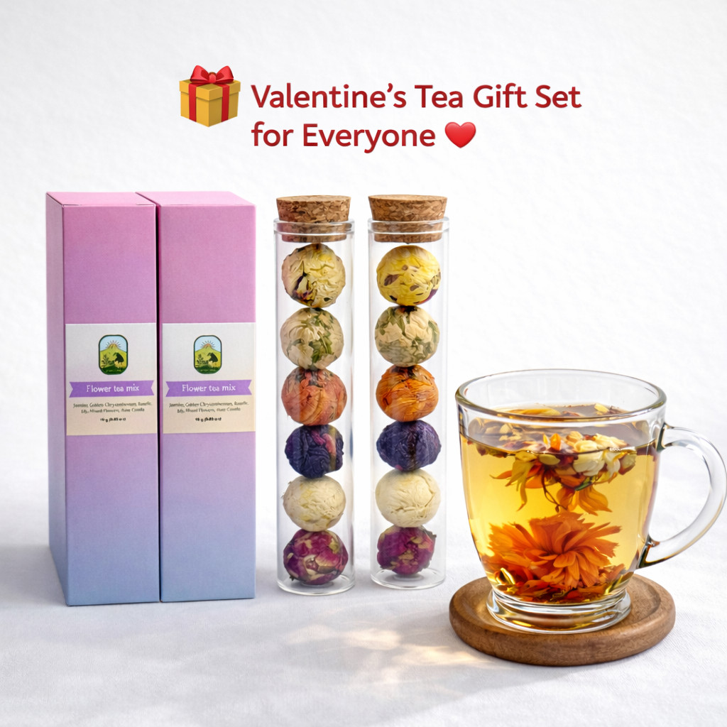 Blooming Flower Tea Balls 6pcs 18g Handmade Floral Herbal Gift Tube Artisan