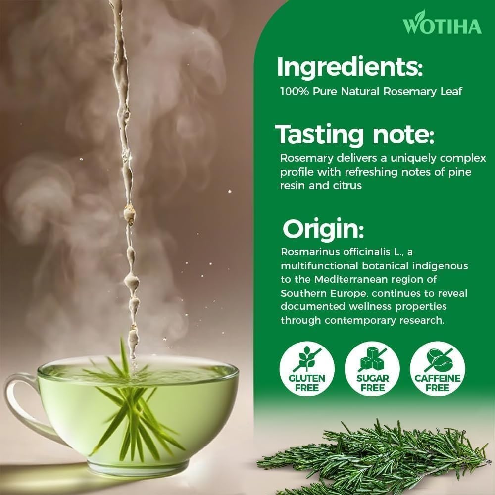 60 Count Premium Rosemary Leaf Tea Bags – 100% Pure Natural Rosemary Leaves