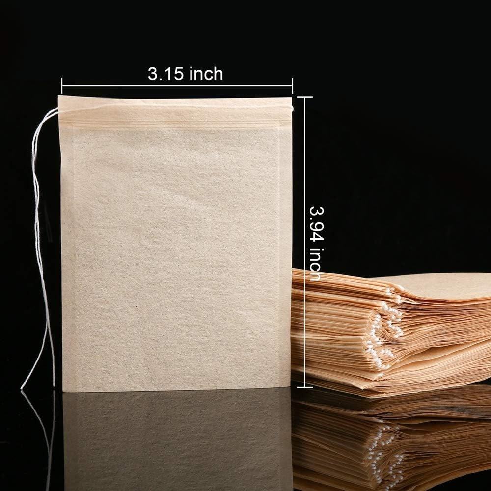 100PCS Tea Filter Bags, Disposable Tea Bags for Loose Leaf Tea, Drawstring Em…