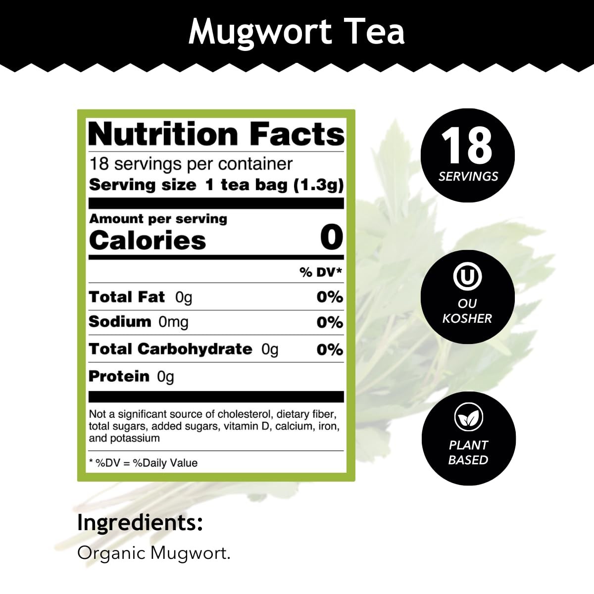 Organic Mugwort Tea, 18 Bleach-Tea Bags – Organic Tea Improves Digestion, and…