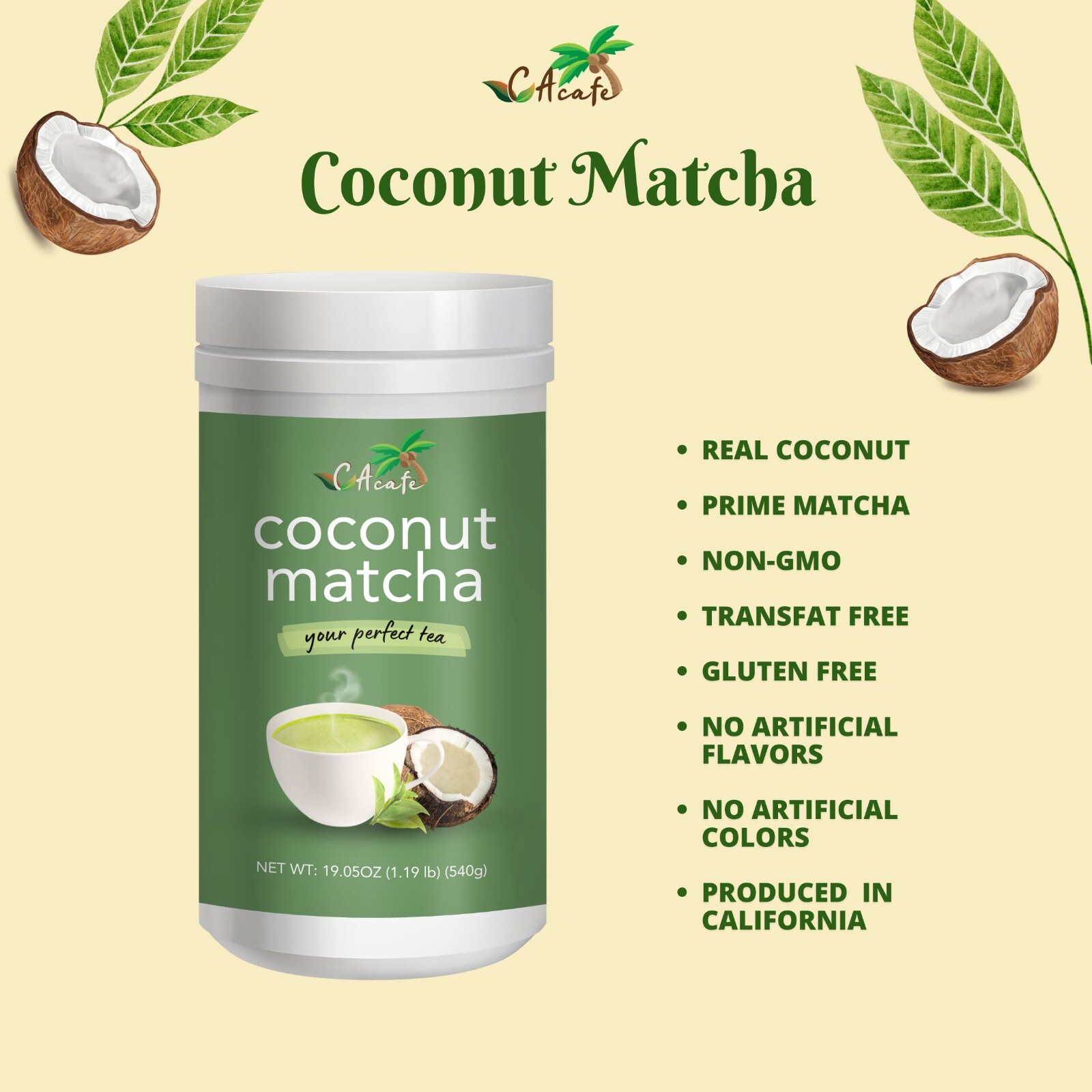 CAcafe Coconut Matcha Creamy and Sweet Japanese Health Drink