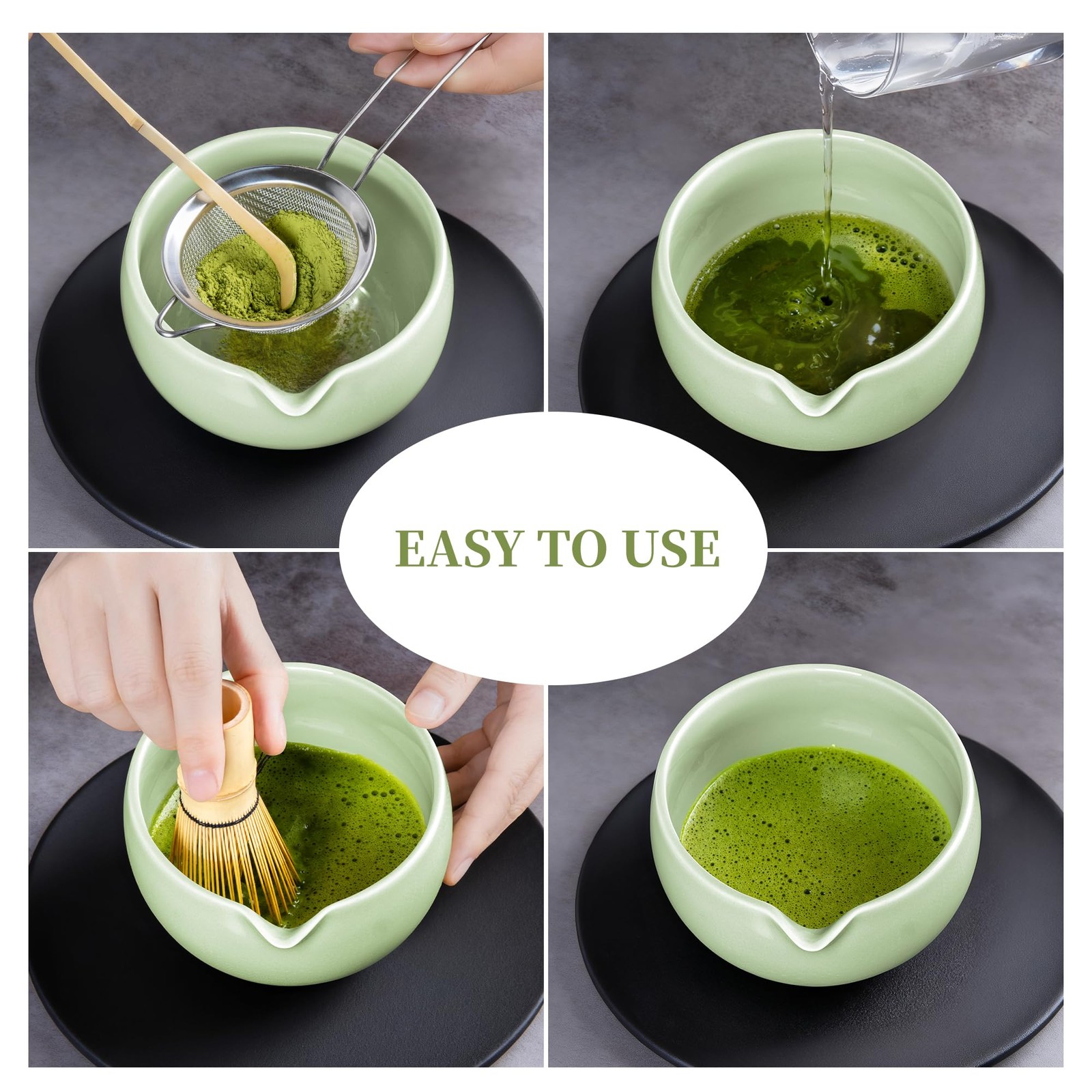 YIBO Matcha Whisk Set, Matcha Kit Bamboo Whisk and Ceramic Bowl with Spout & …
