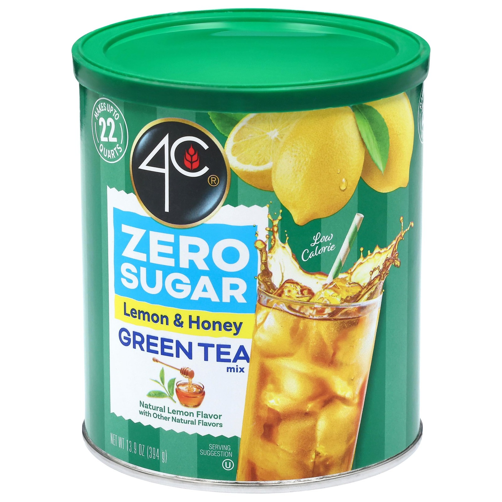 Light Powdered Drink Mix Cannisters, Zero Sugar Green Tea 3 Pack, 22 Quarts, Fam