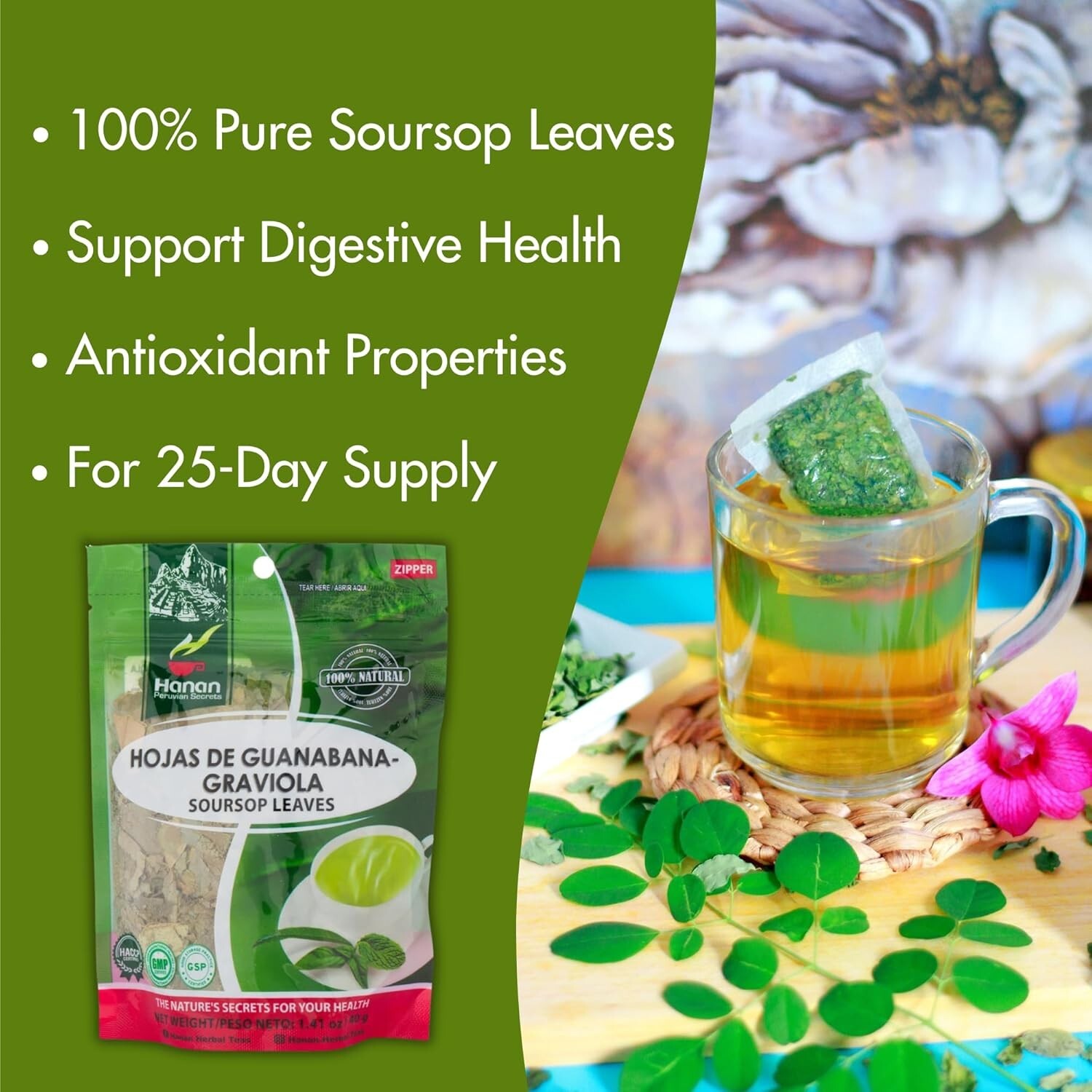 Graviola Loose Leaf Herbal Tea 1.4oz Soursop Leaves – Hojas De Guanaba from Peru