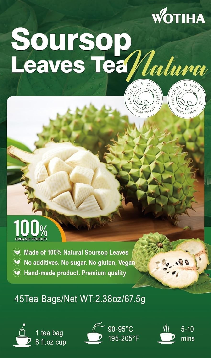 45 Count Soursop Graviola Tea Bags – 100% Natural soursop leaves, Non-GMO, C…