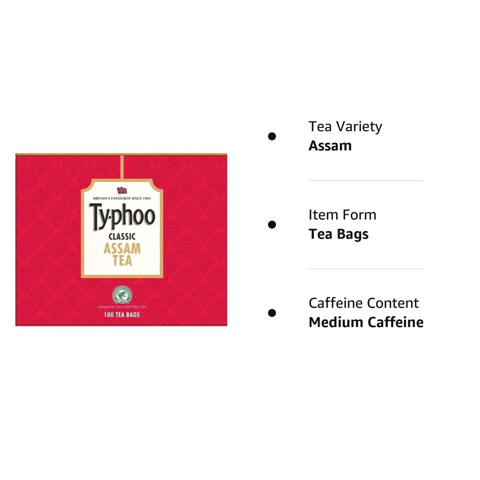 Ty-phoo Classic Assam Tea, 100 Tea Bags, 1.8 Grams Free Shipping World Wide