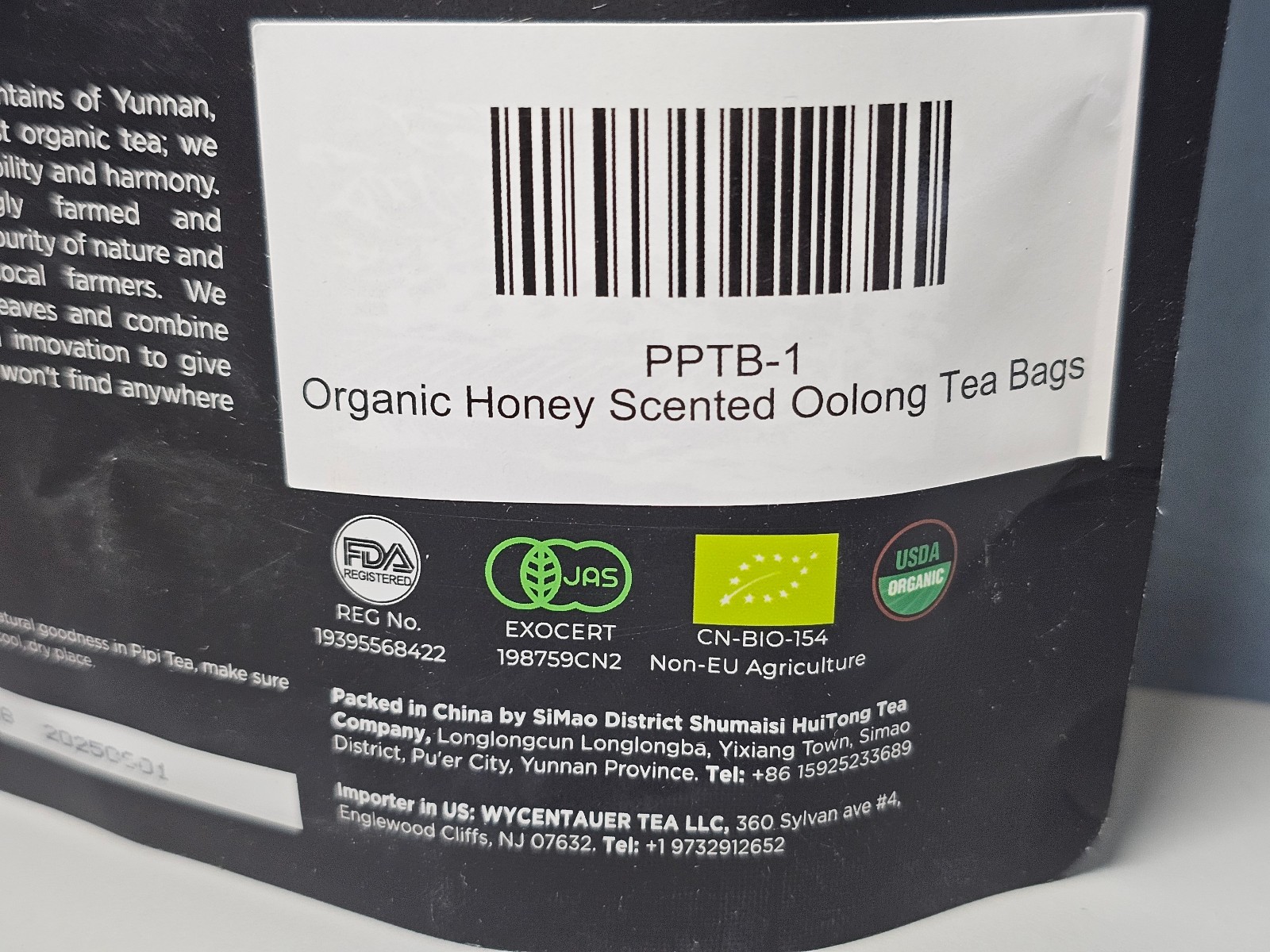 Pipi Tea Organic Honey Scented Oolong Tea- 20 bags – Exp 9/28 -New! Sealed!
