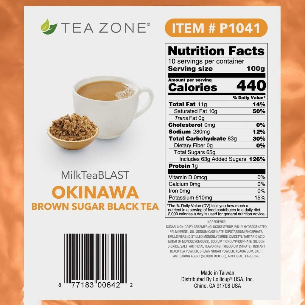 Tea Zone Okinawa Milk Tea Blast Brown Sugar Black Tea Boba Bubble Tea 2.2 lbs.