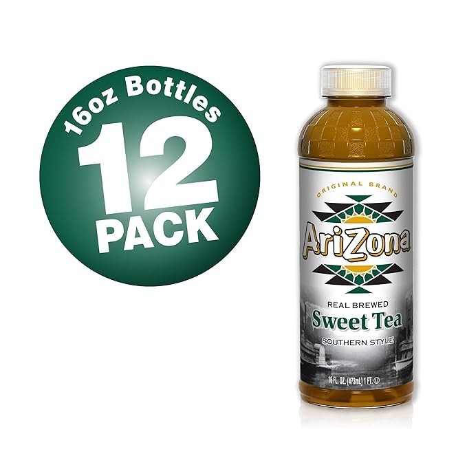 AriZona Real Brewed Sweet Tea Pack of 12 16 Fl Oz Bottles Refreshing Drink