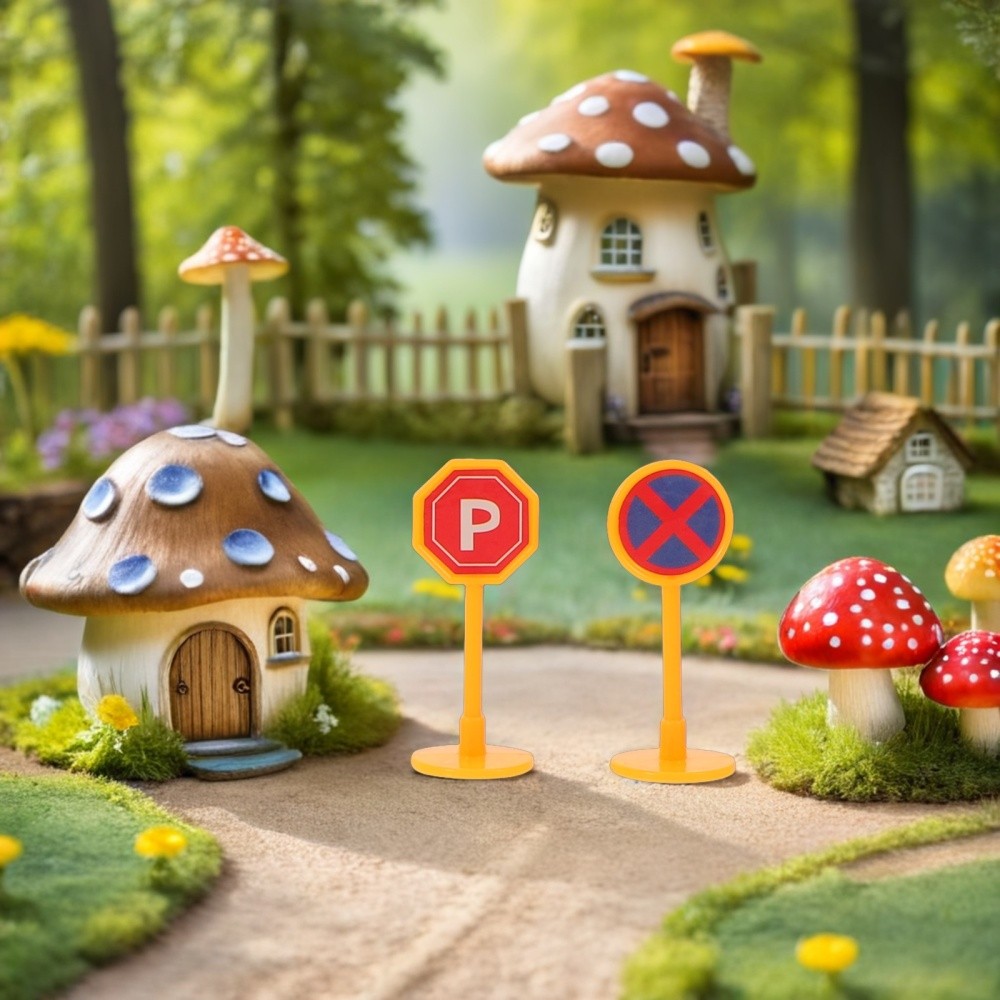 56 Pcs Engineering Road Sign Model Crosswalk Signal Toys Caution Signs Game