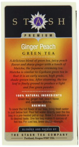 Stash Tea Ginger Zing 108 Bags Green Tea Peach Ginger Low Caffeine Pack