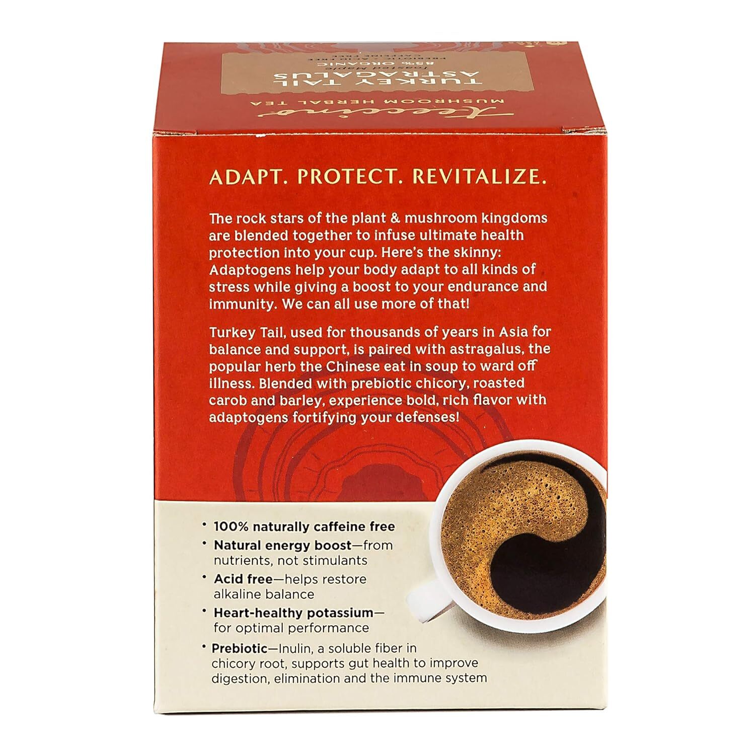Teeccino Turkey Tail Astrgalus Mushroom Herbal Tea 10 Bag