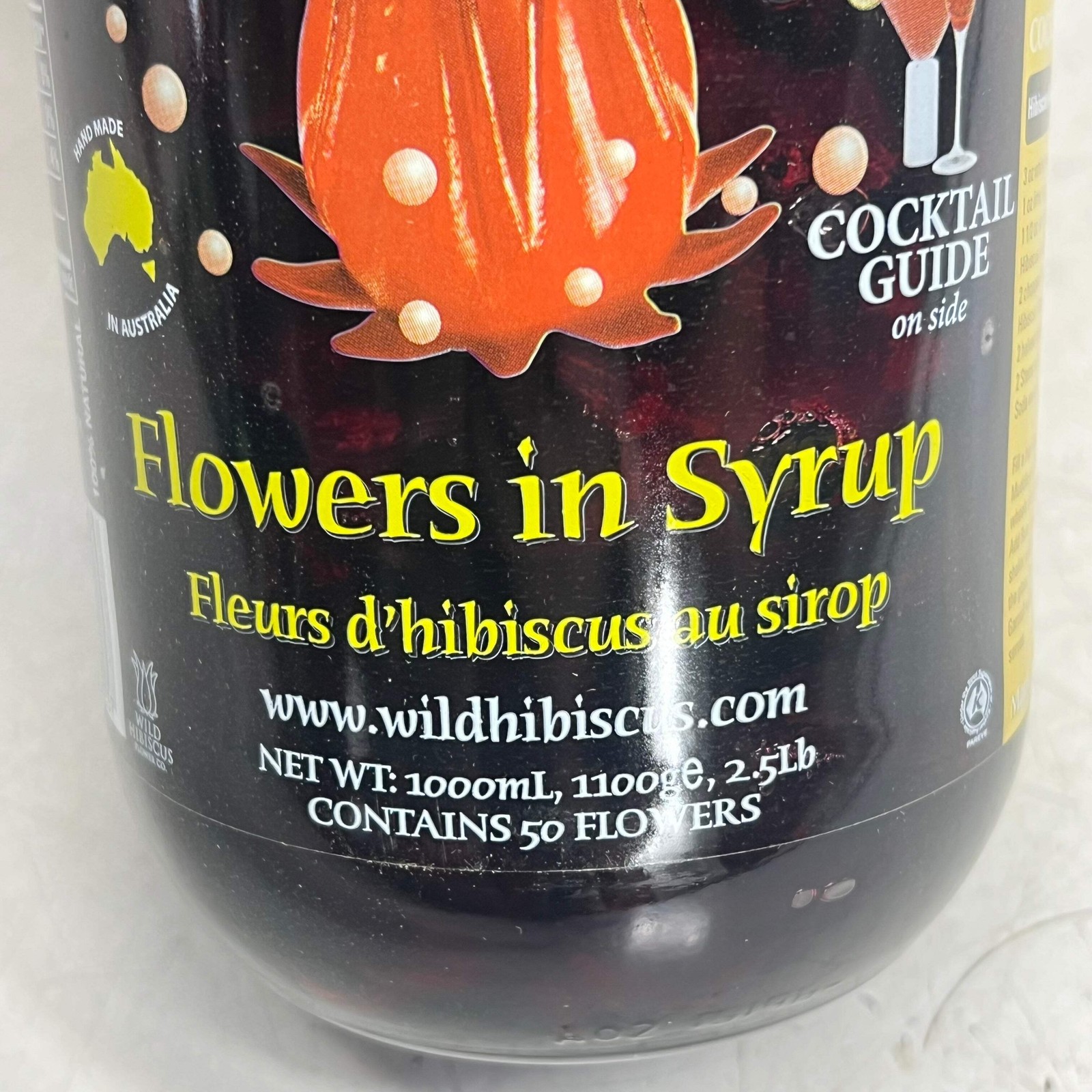 WILD HIBISCUS FLOWER (50 FLOWERS) Wild Hibiscus Flowers In Syrup 2.5lb BB 06/29