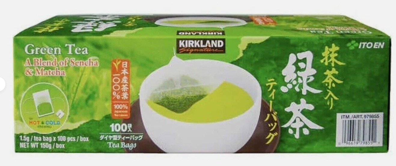Kirkland Signature Green Tea Bags, 1.5 g, 100-count Healthy Detox beverage drink