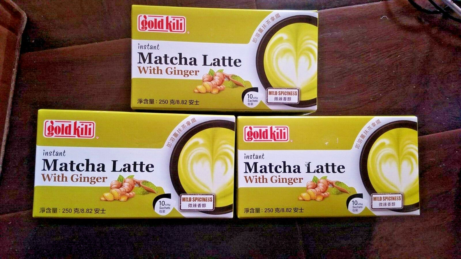 3 PACK GOLD KILI INSTANT MATCHA GREEN TEA GINGER LATTE (10 BAGS EACH)