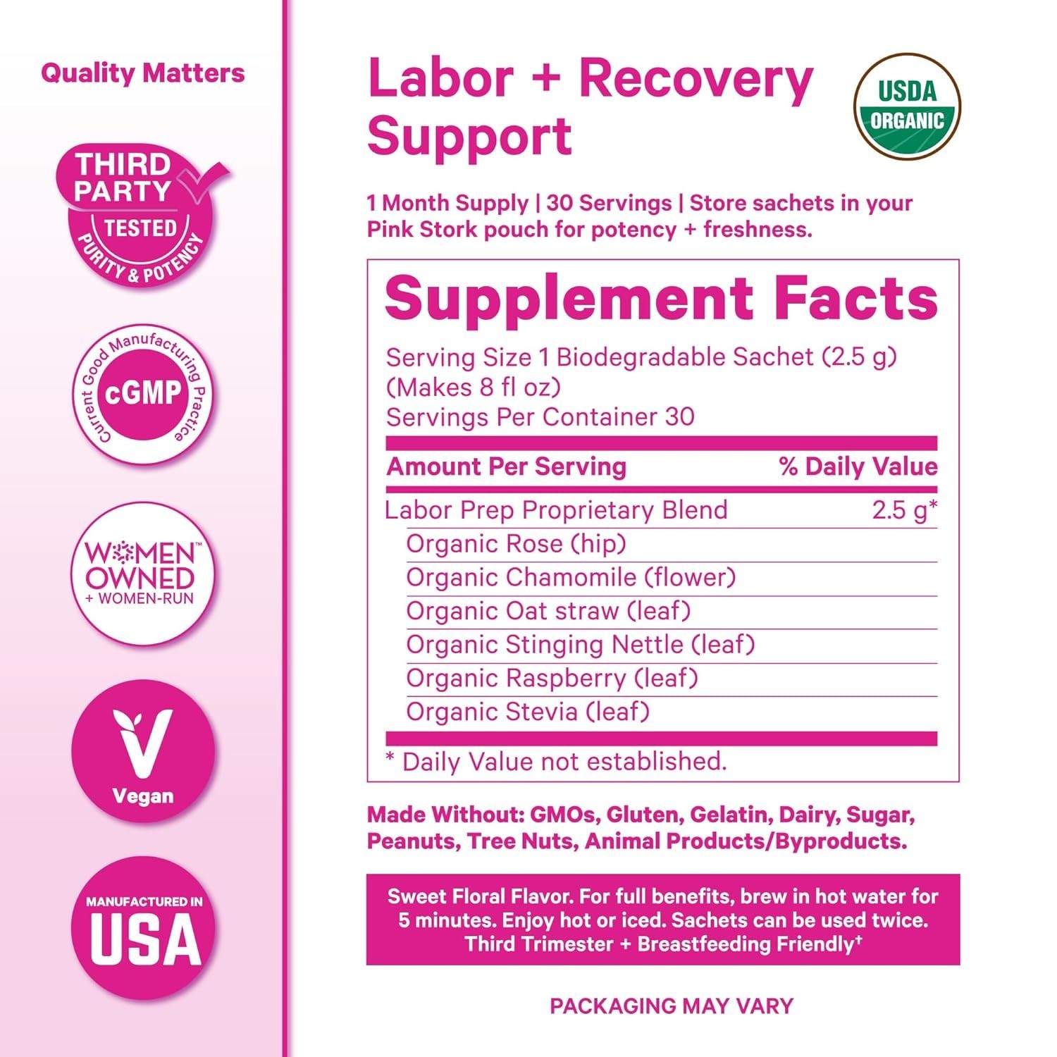 Sweet Floral Tea Blend for Third Trimester Pregnancy and Postpartum Recovery
