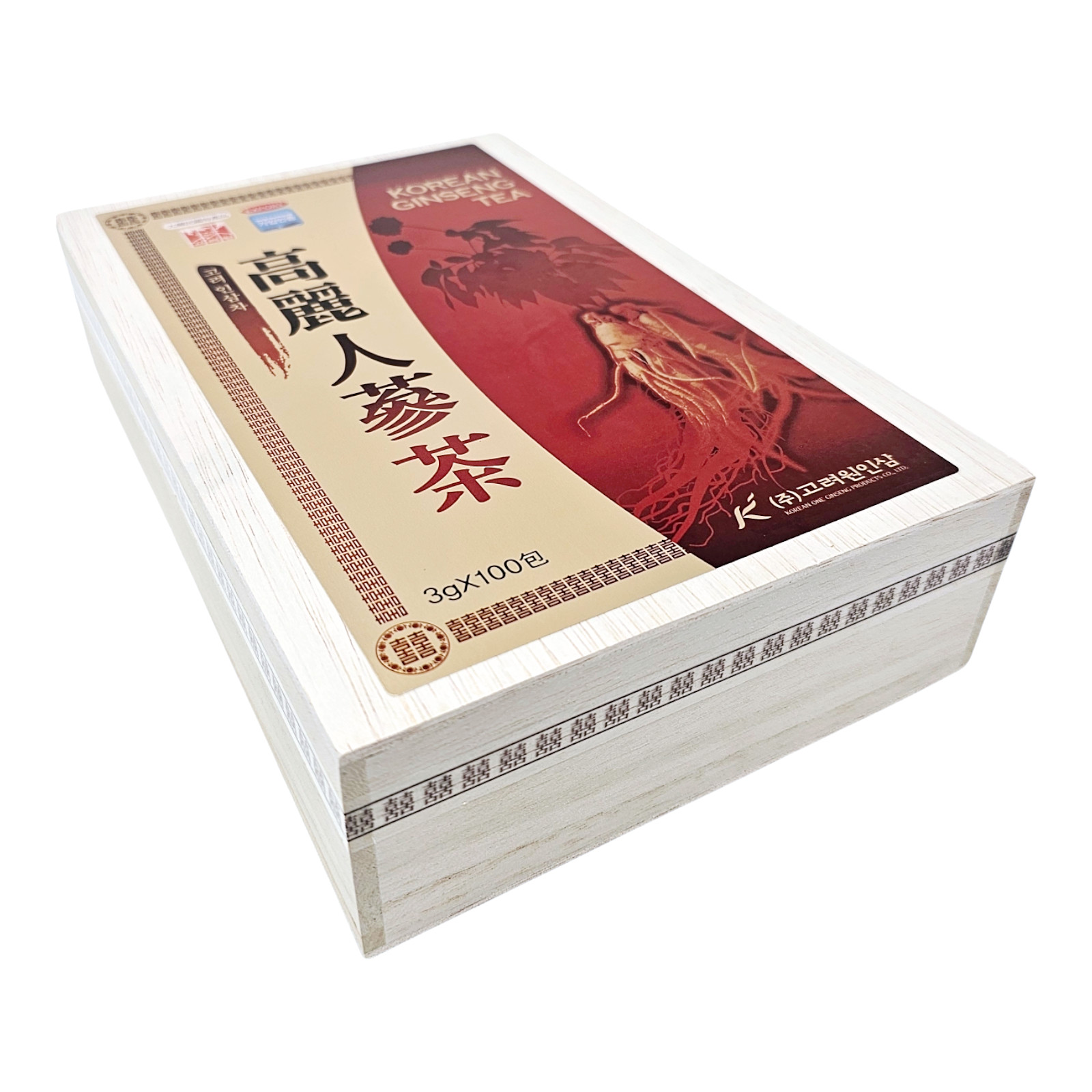 100 Tea bags, Korean Ginseng Tea Sealed in Wooden Case, Free Shipping, US Seller