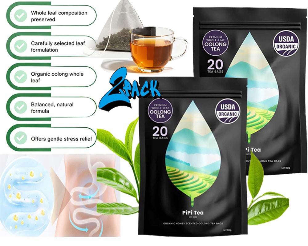 40 Bags (4g Each) PiPi Tea Organic Oolong Tea Bags – Whole Leaf, – Cortisol & Ca