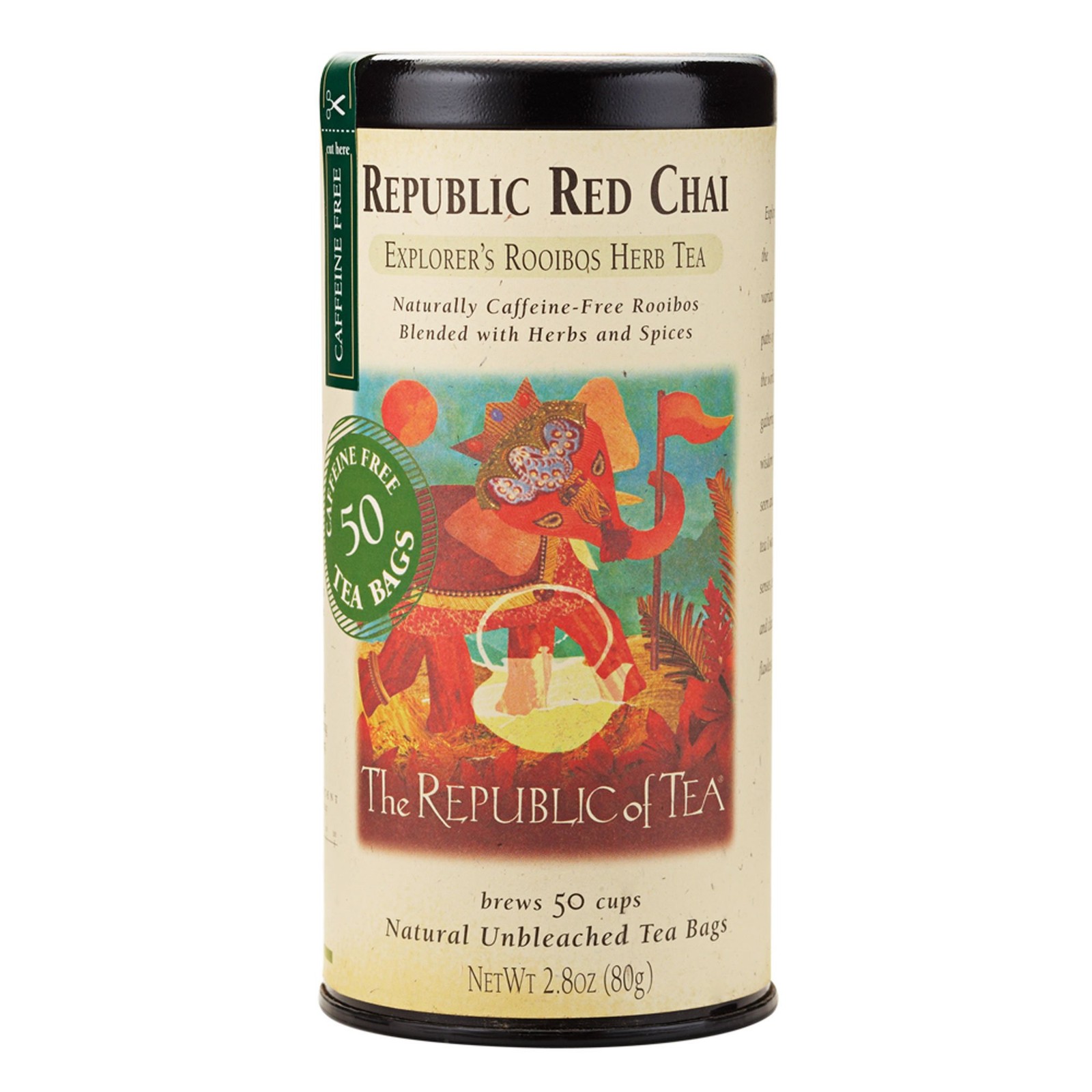 Republic Red Chai Red Rooibos Herbal Tea, 50 Tea Bag Tin