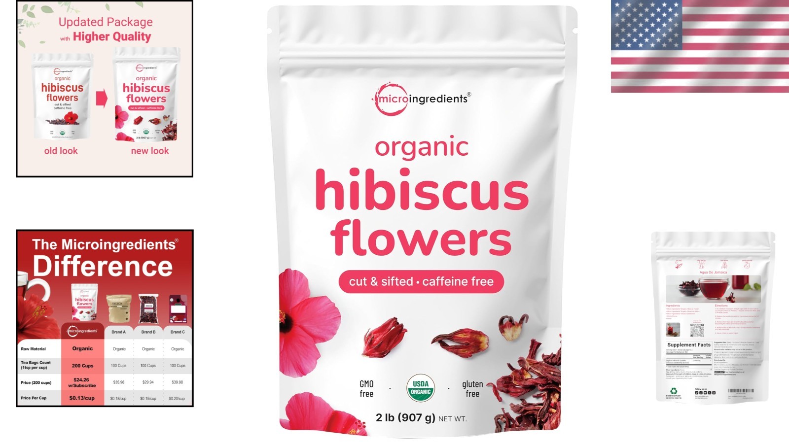 Cut & Sifted Organic Hibiscus Flowers, 2 lbs | Perfect for Flavorful Brewed Tea