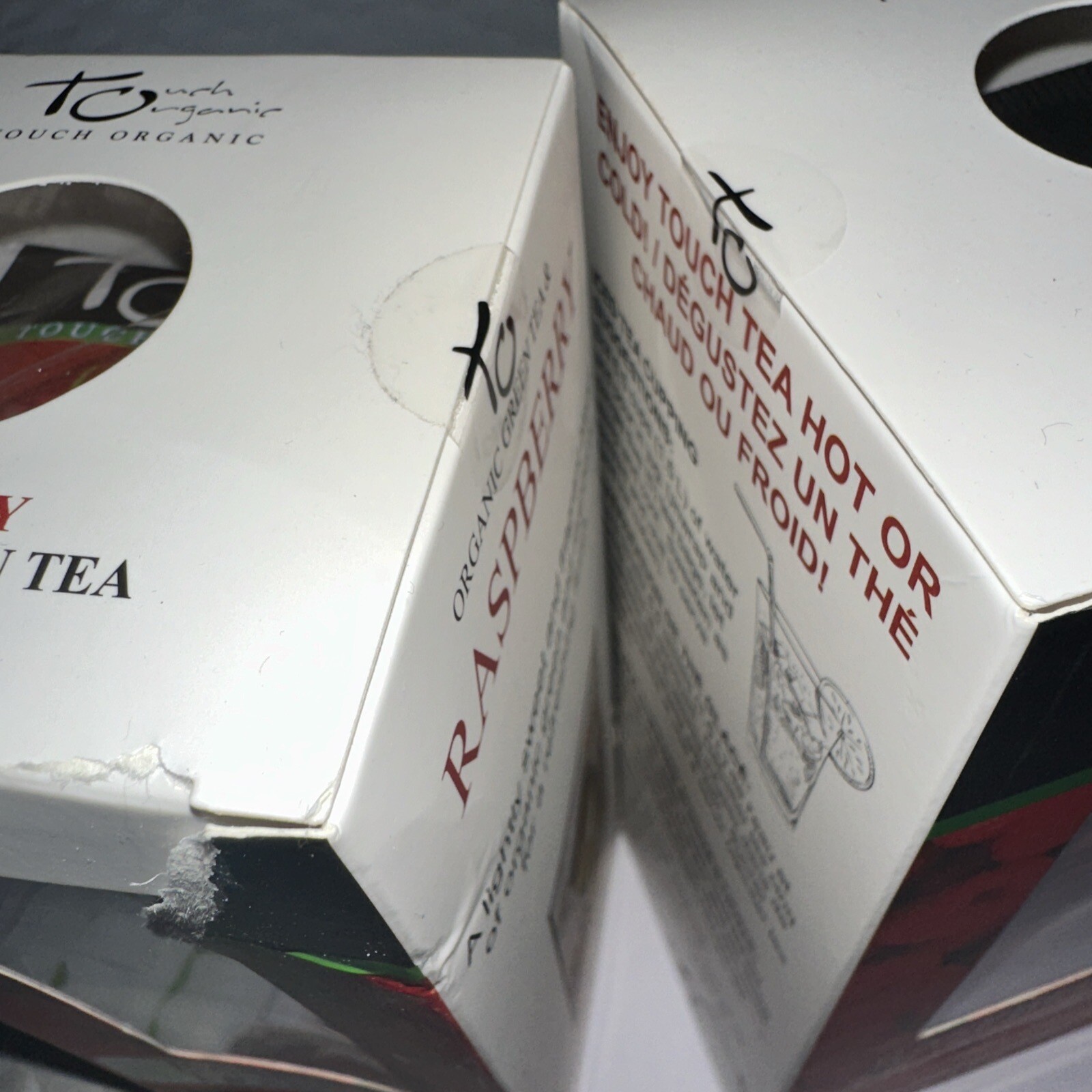 TOUCH ORGANIC 💜 RASPBERRY ORGANIC GREEN TEA 2 Boxes= 80 Tea Bags BB: 05/2026